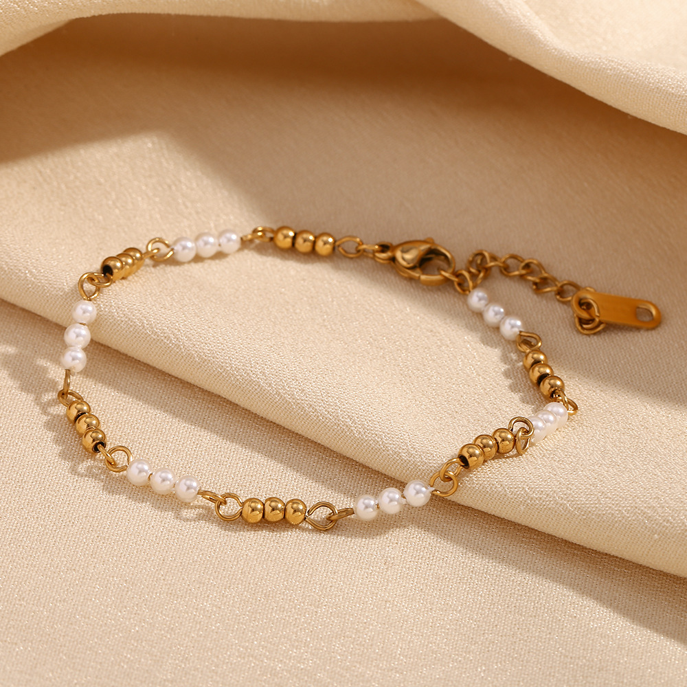 Plated 18K Gold Beaded Handmade Chain Bracelet