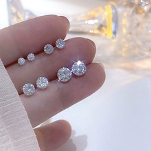 999纯银钻石耳钉女拧扣螺丝耳骨钉轻奢高级感养耳洞爆款耳饰饰品