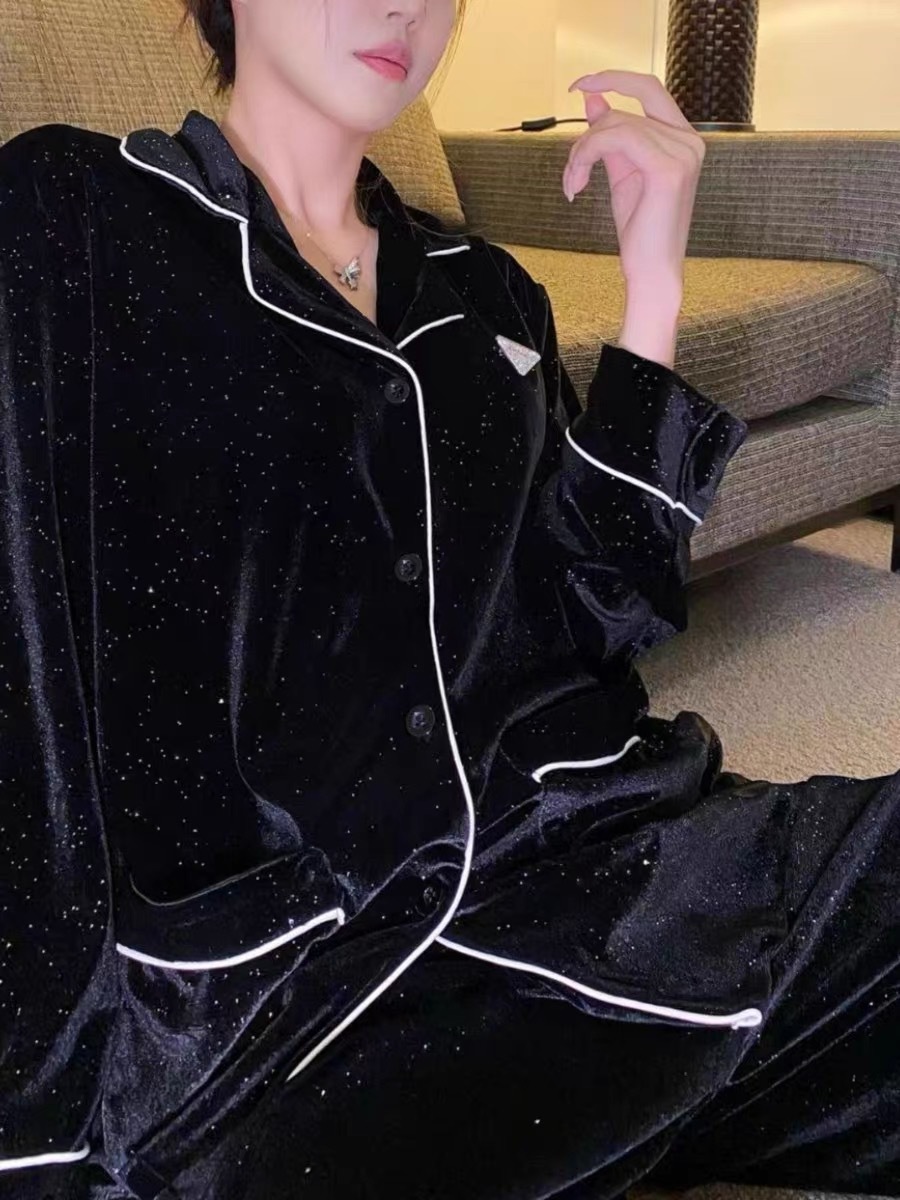 Turndown Neckline Regular Fit Fit Type Home Women's Elegant Luxurious Solid Color Polyester Fleece Pants Sets Pajama Sets