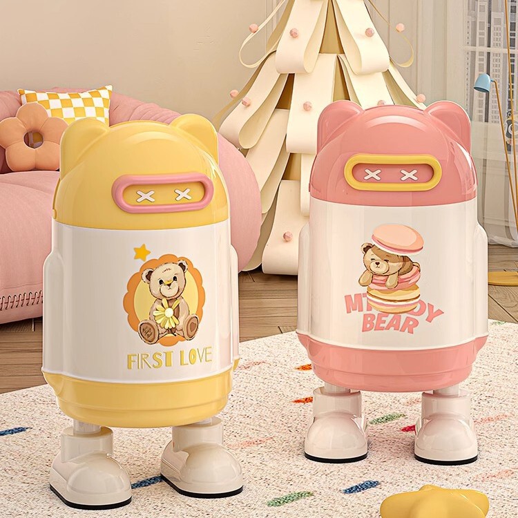 Teddy Bear Joint Dustbin Household Living Room High-value Toilet Toilet with Lid Bedroom Cute Creative Waste Paper Basket