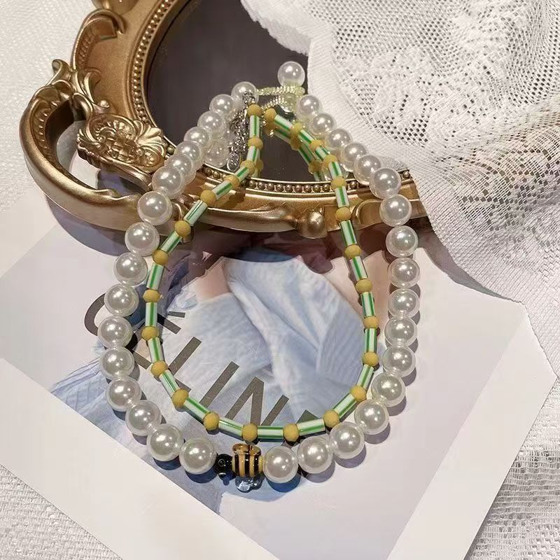 작은 꿀벌 진주 더블 체인