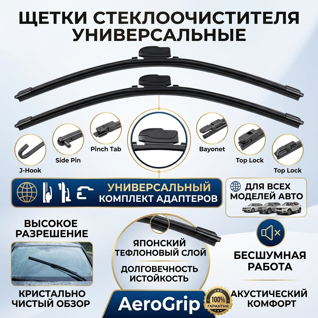 Cross-Border Shipping, Multifunctional, Boneless, Replaceable Connector, Easy to Install, Russian Wiper Blades Au