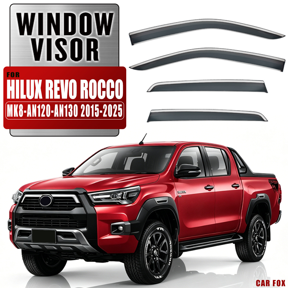 Suitable for Toyota Hilux Revo Rocco Window Visor Rain or Shine Shield (Thailand)
