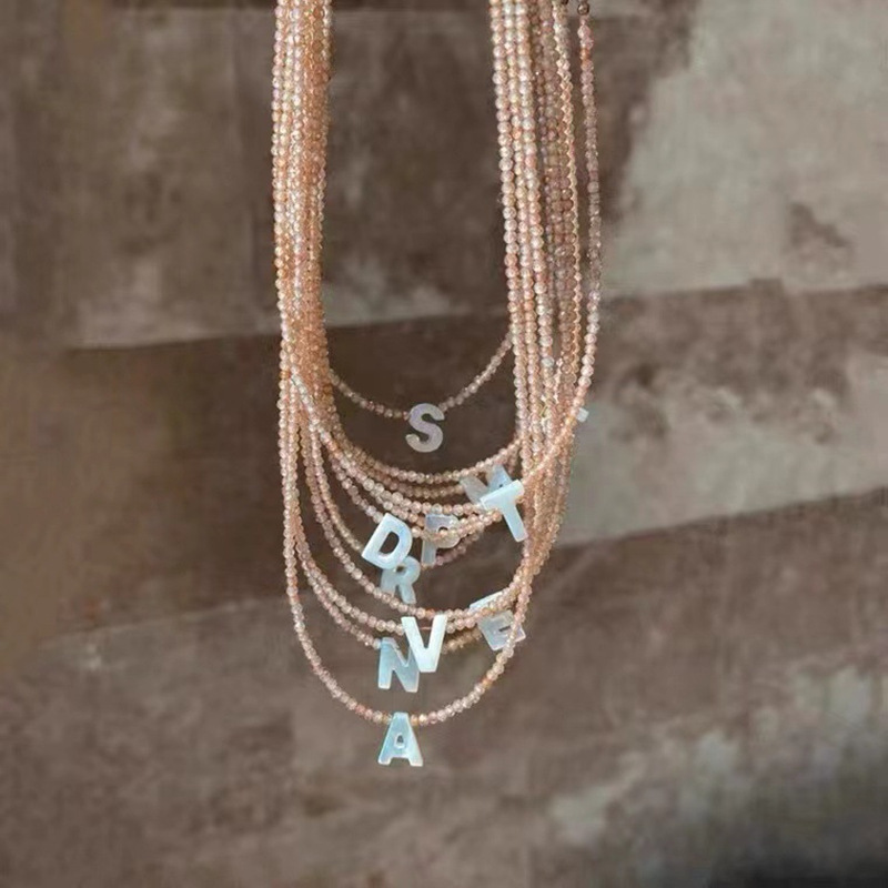 Einfacher Stil Brief Rostfreier Stahl Hülse Perlen Überzug Halskette Mit Anhänger display picture 5