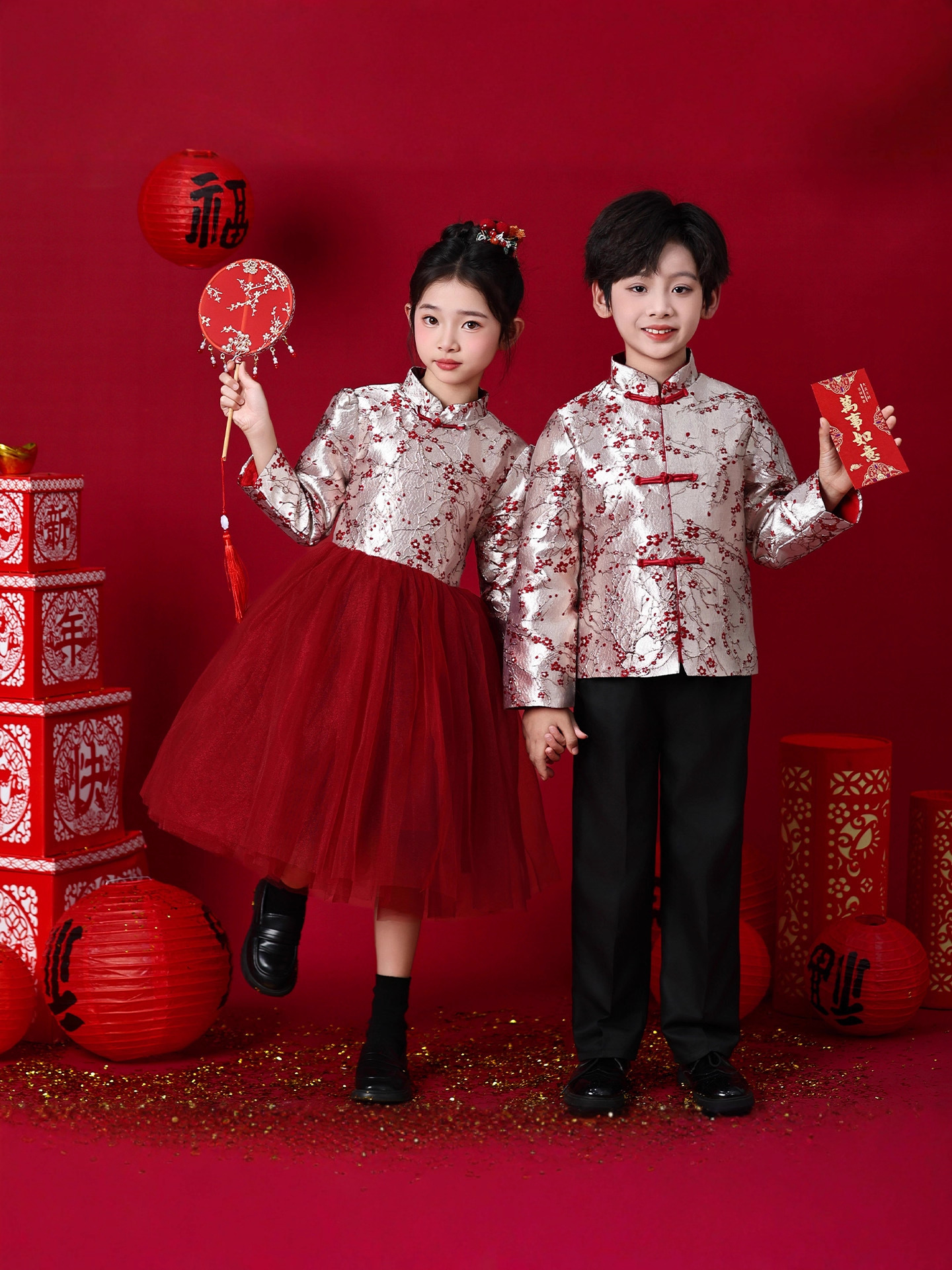 Children's suit for students, red dress 3