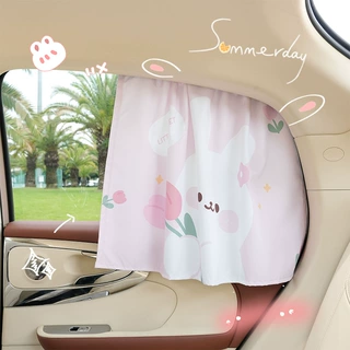 卡通汽车窗帘夏季轨道式车用防晒侧窗遮阳挡布艺通用车内隐私帘