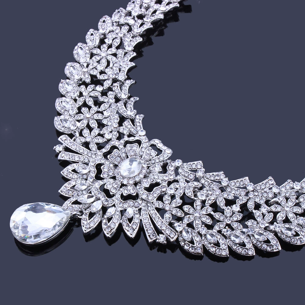Jewelry for bride, necklace and earrings, set, dress, accessory, European style, India, 3 piece set, light luxury style