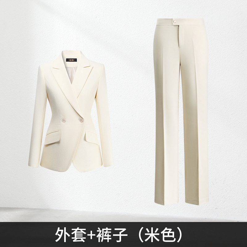 职业装西装套装女秋季款黑色修身气质美容院售楼部通勤西服工作服|undefined