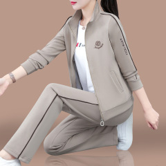 立领外套运动套装女2025新款春秋中年妈妈时髦洋气宽松休闲两件套