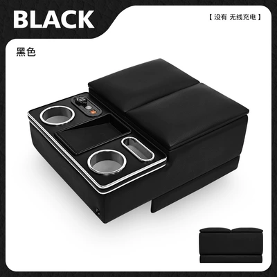 Toyota Hiace 200 Series DX Armrest Box Hiace-Specific Central Storage Box Modification Car Armrest Box (Armrest box) - black-basic-model-usbwireless-charger