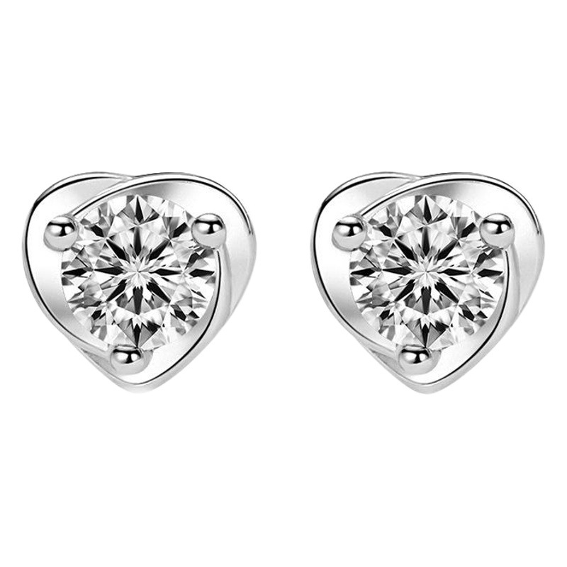 S925 plata esterlina pequeño corazón rojo pendientes temperamento femenino Corea del Sur personalidad simple pequeños pendientes Super hadas blanco rojo pendientes