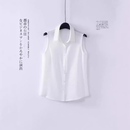 White sleeveless winter/autumn collarless undershirt for slimming effect, layered partner collar shirt for women