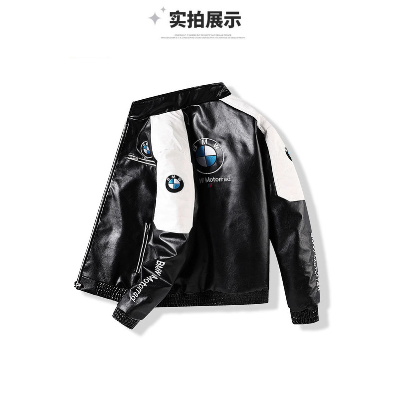 2025 Spring and Autumn New Men's Motorcycle Jacket, Warm and Windproof Racing Jacket, Pu Leather Korean Style Trendy Jacket Coat