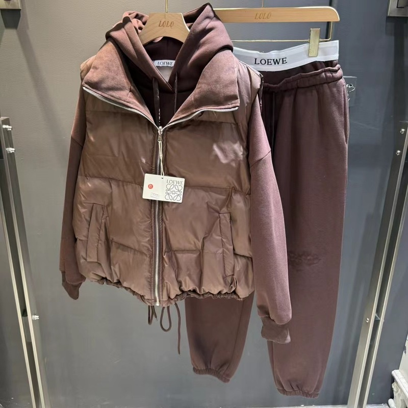 潮牌25ss秋冬新款三件套棉服马甲+卫衣加绒加厚搭配马甲三件套|undefined