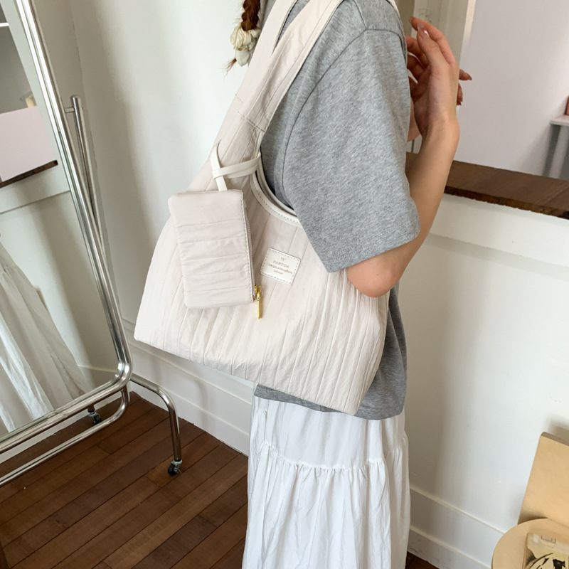 Bolso de moda coreana 2025 verano nuevo bolso femenino bolso de rayas retro bolso de lona de gran capacidad