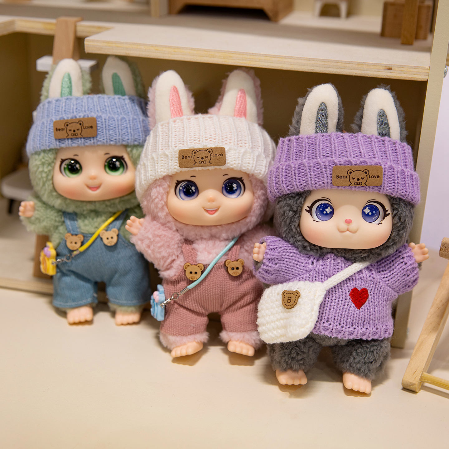 Cute silicona mascota familia colgante juguetes de peluche muñeca muñeca mochila muñeca llaveros muñeca