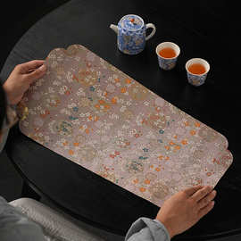 石竹织锦花双面干泡茶席手工织造复古文艺布艺桌布餐席隔热垫茶席