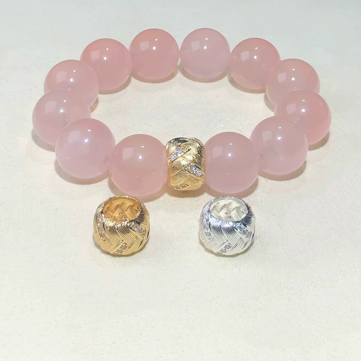 High Color Retention 14K Color-Preserving Diamond-Encrusted Brushed Large Hole Transfer Beads Wool Ball Spacer Beads DIY Bracelet Necklace Accessories
