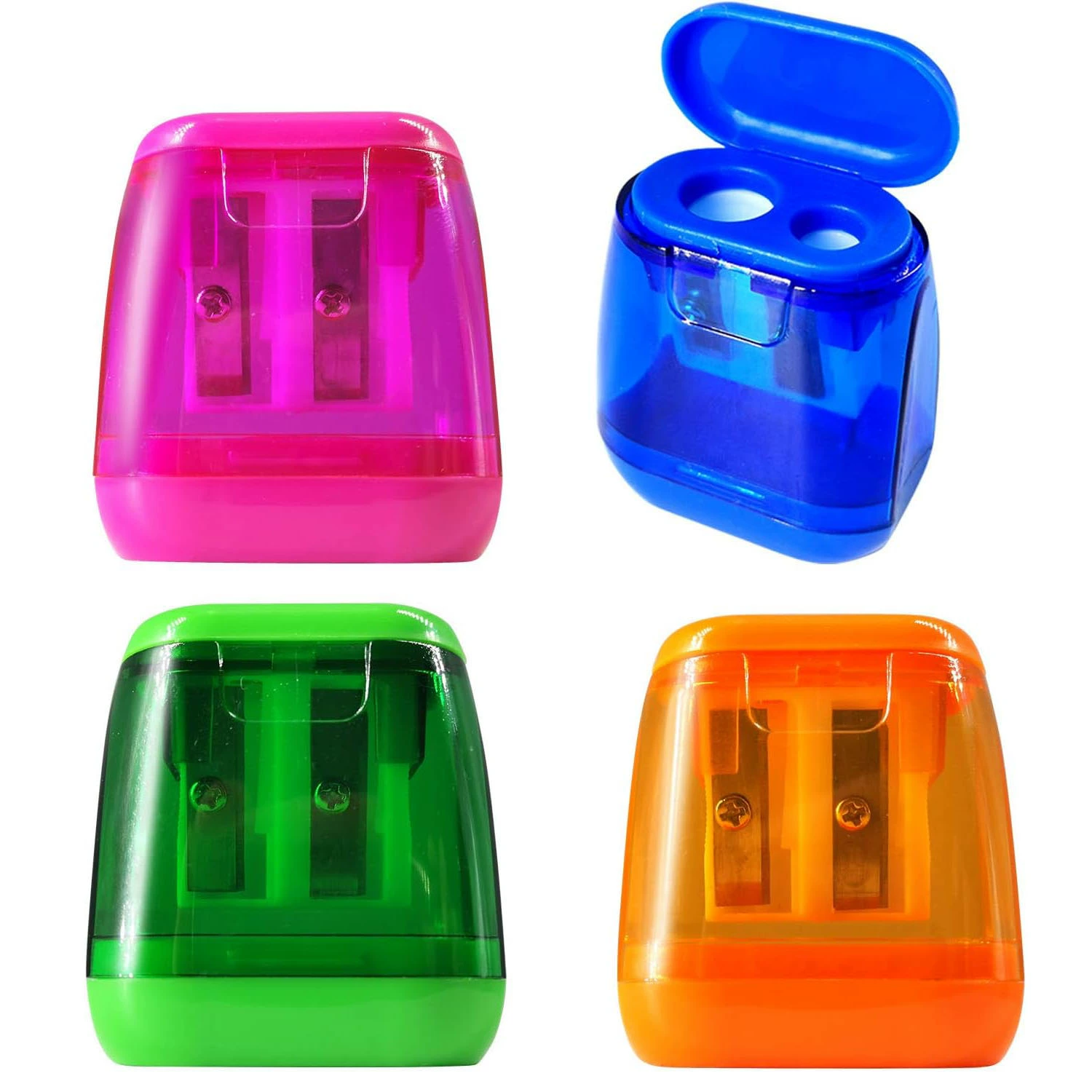 Трансграничная точилка для карандашей с двойным отверстием точилка для карандашей пластик с крышкой может быть напечатан милая детская точилка для карандашей