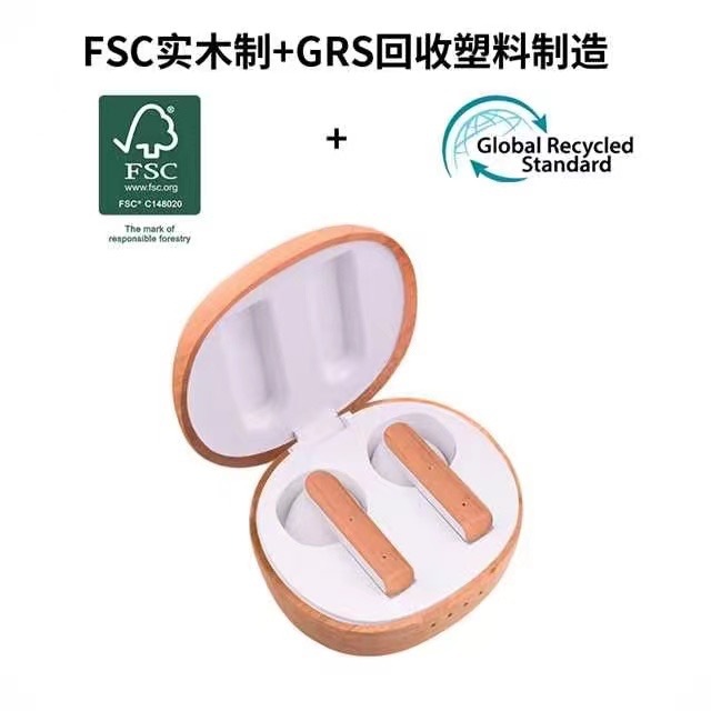 New wooden Bluetooth headset in-ear dual-channel ENC call noise reduction TWS wireless Bluetooth Wood headset factory