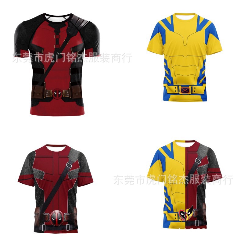 Cross-border New Marvel Hero Character Wolverine Deadpool cos Suit Sports Fitness Suit Tight Long Sleeve T-shirt