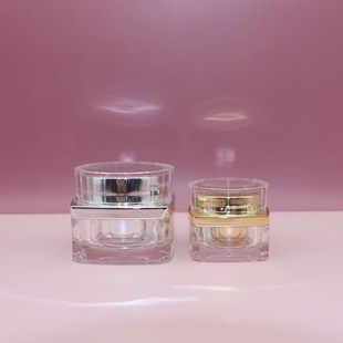Customized 10 20 30ml Electroplated Gold Square Jar Acrylic Face Cream Eye Cream Skin Care Product Empty Jar
