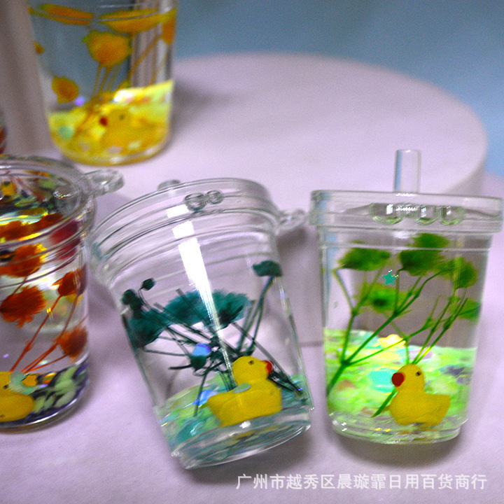 Luminous Oil-in Acrylic Quicksand Bottle Wishing Dried Flower Unicorn Bear Tea Cup Key Chain Pendant Accessories Gift Luminous Oil-in Acrylic Quicksand Bottle Wishing Dried Flower Unicorn Bear Tea Cup Key Chain Pendant Accessories Gift