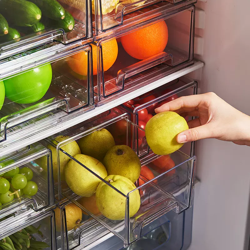 洋洋鱼厂家冰箱抽屉式收纳盒食品冷藏蔬菜鸡蛋水果保鲜透明储物盒