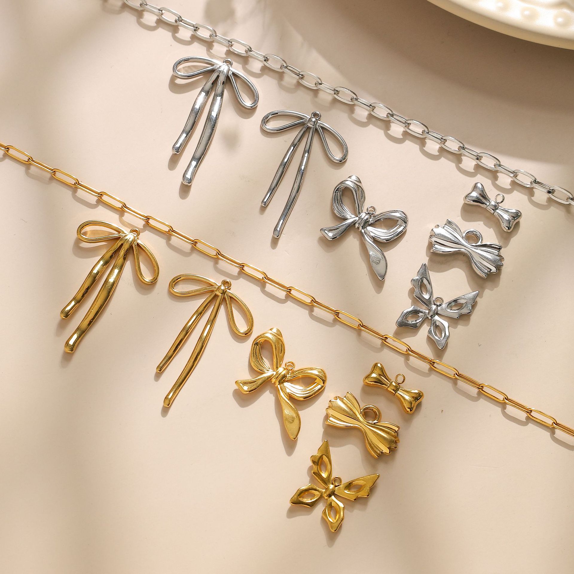 6g Weight Pendant Jewelry Making Type 1 Piece 304 Stainless Steel Bow Knot Pendant Charms