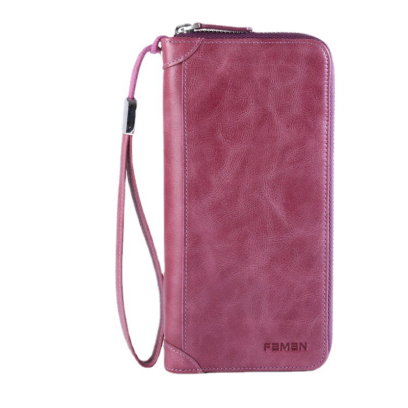 Cartera larga para mujer, bolso de cuero de gran capacidad, cremallera simple, posición de múltiples tarjetas, embrague de muñeca, bolso de tarjeta, bolso de teléfono móvil