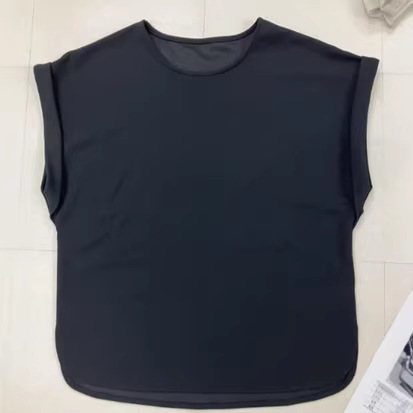 2026 Korean Style Lazy Style Sleeveless T-Shirt with Curved Hem, Breathable and Comfortable Top