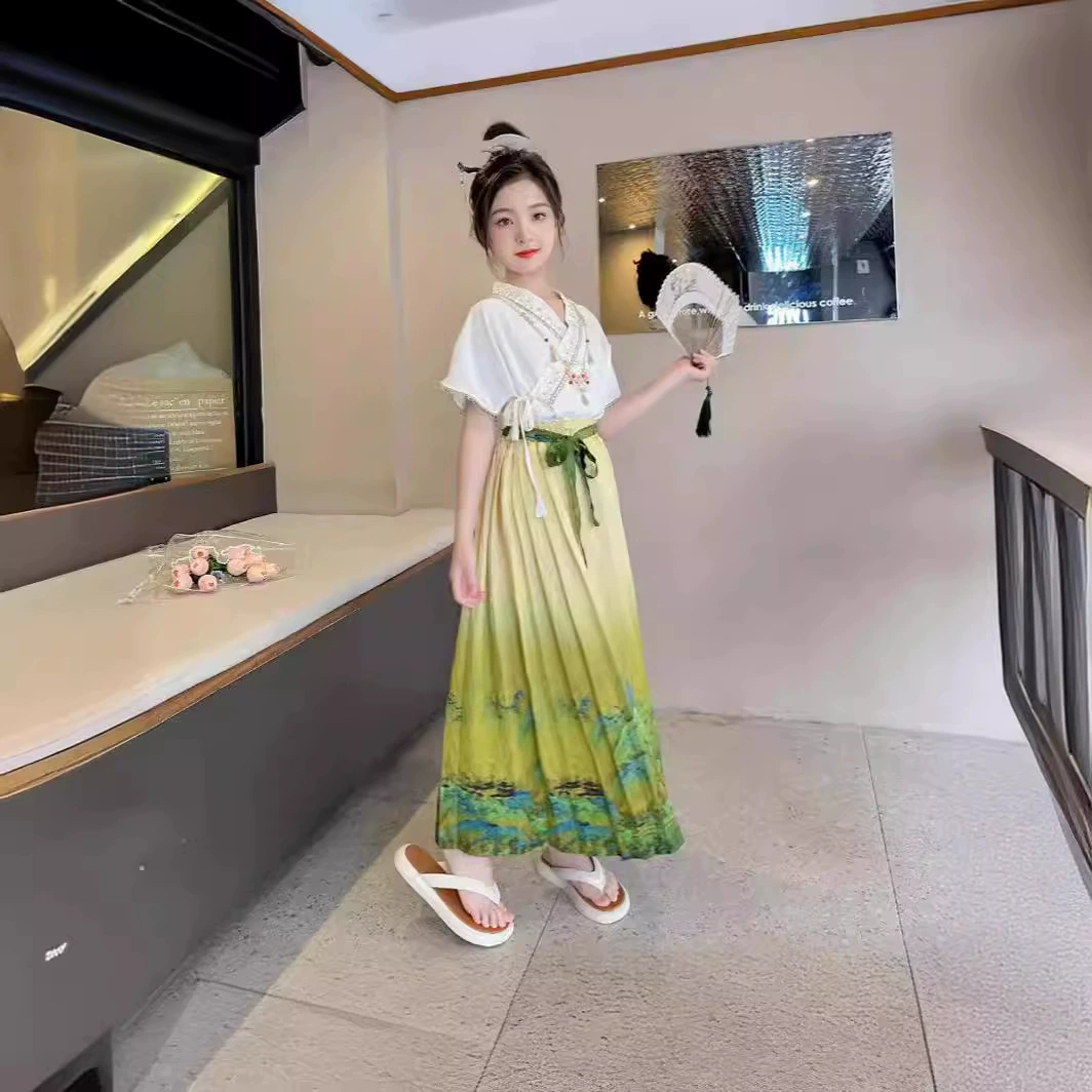 Весенняя и летняя юбка с конским лицом детская одежда из двух частей