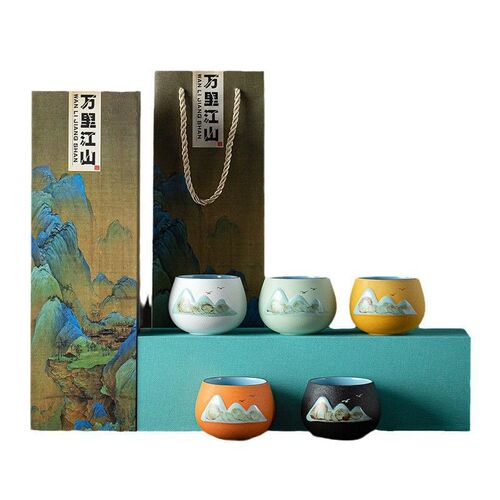 National trend tea cup holiday gift single cup wine cup ceramic tea set gift box cultural and creative tea cup master cup souvenir