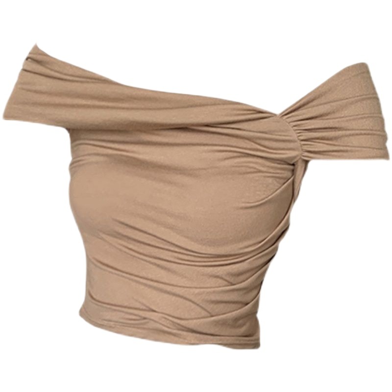 Nicho temperamento fuera del hombro camiseta de manga corta diseño retorcido de las mujeres slim fit estilo occidental verano corto sexy todo partido top image 1