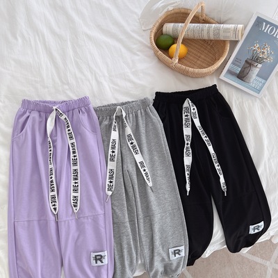Ligand baby new pattern summer girl Sports pants Korean Edition Trend children Mosquito control pure cotton Thin section ventilation trousers