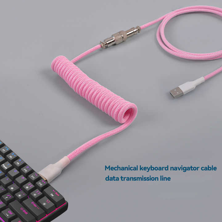 Focus on Mechanical C-Type Cable Casing Coiled Keyboard 4 Male to 4 Male Audio Cable, Used for Keyboard Oem Nylon