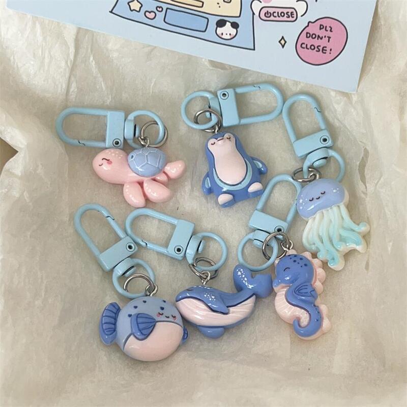 Cute Marine Animal Keychain Fun Cartoon Penguin Turtle Student Bag Pendant Couple Girlfriend Gift