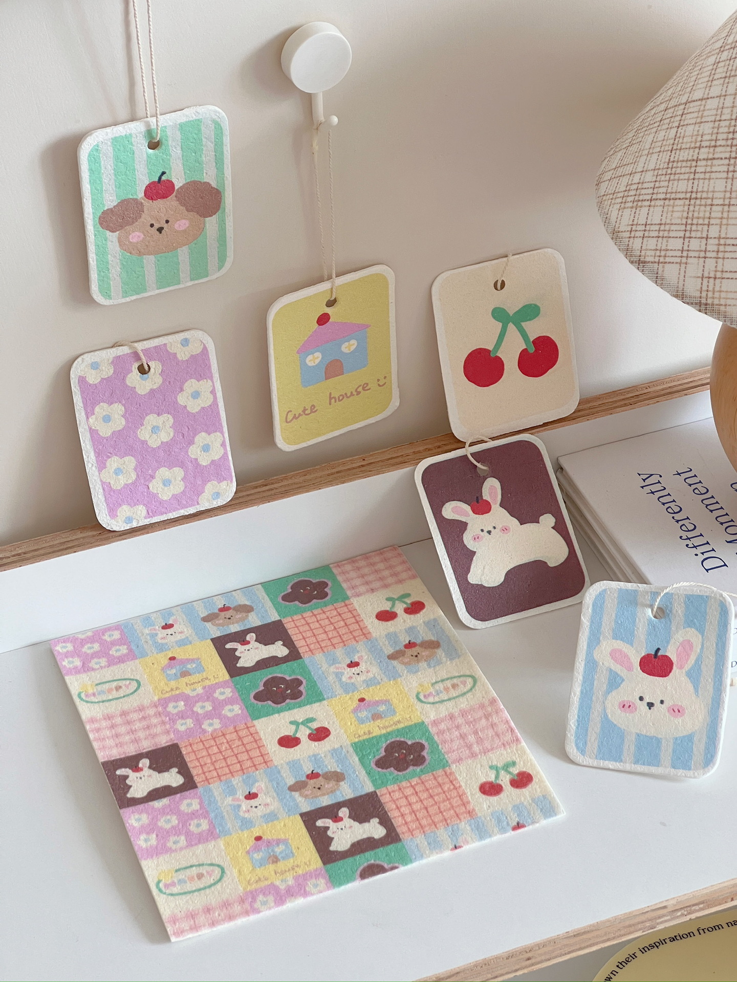 7g Weight Cleaning Cloths Kitchen and drinking utensils 1 Piece Quantity wood fiber Material Animal Pattern Unisex Gender Cute Style Cute Animal Wood Fiber Cleaning Cloths 1 Piece 17