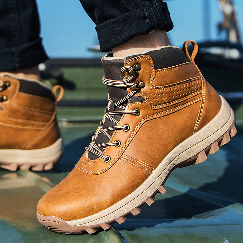 국경 간 스노우 부츠 도매 인기있는 남성 부츠 새로운 캐주얼 신발 따뜻한 남성용 신발 기모 면봉 신발 하이 탑 부츠 대형 신발