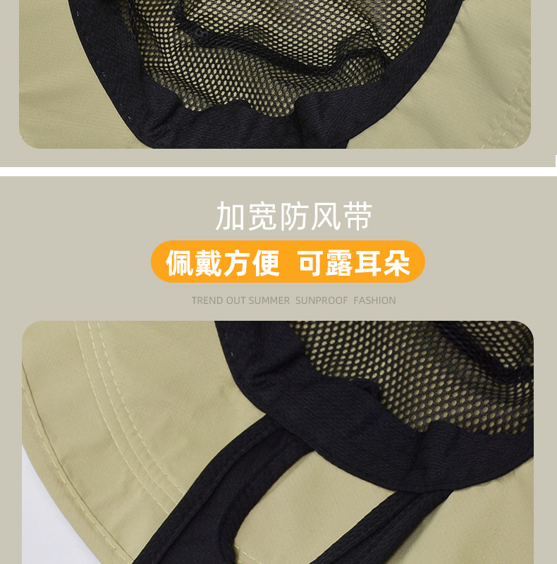 Wasserdichter Sonnenhut mit breiter Krempe, UV-Schutz, packbarer Safari-Bonnet-Hut für Männer und Frauen, Sommer-Outdoor-Strandmodell 8264 – Detail 6