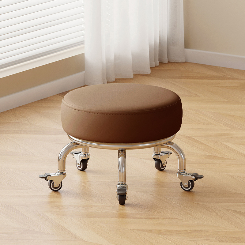 Polia doméstica taburete bajo rueda universal pequeño taburete silencioso rotativo taburete redondo móvil con artefacto moderno y simple