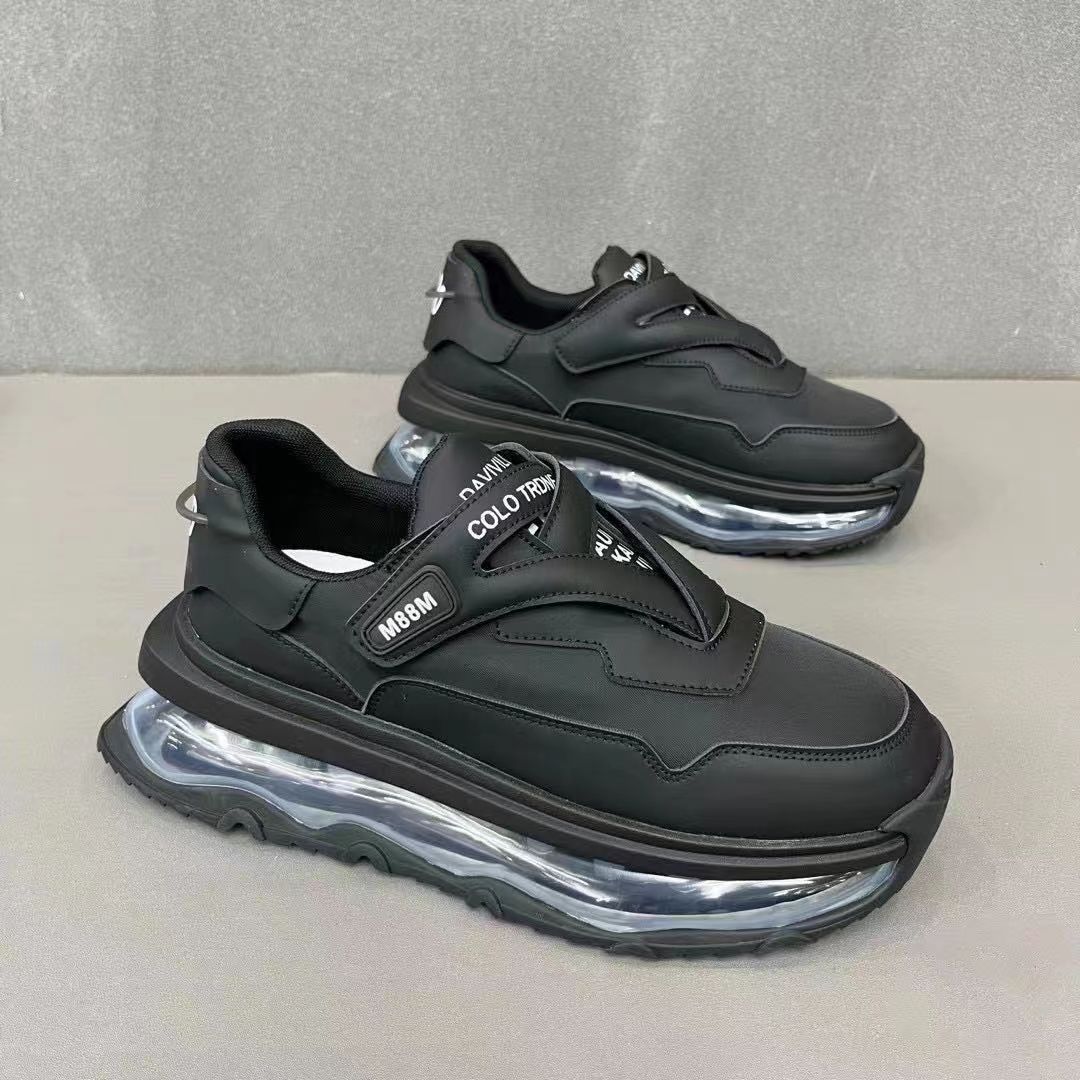 Zapatos de hombre Zapatos de lona para papá Estilo de verano Transpirable Moda Zapatos de suela gruesa que aumentan la altura zapatos deportivos casuales con cojín de aire de palma completa_voghion.com