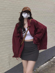 大码美式polo领牛仔外套女春秋胖mm2-300斤宽松复古显瘦上衣ins潮