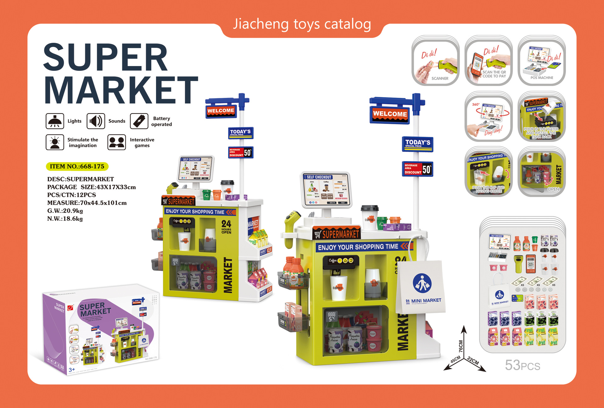 Transfronterizos niños simulación de agua supermercado mesa de venta bolsa de compras conjunto de escaneo tarjeta deslizante caja registradora juguetes de supermercado