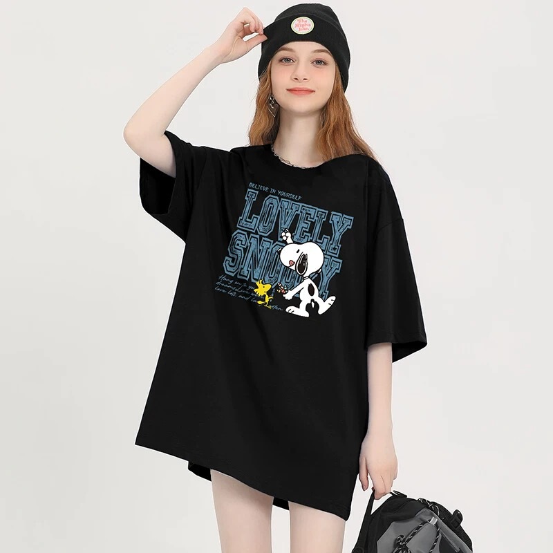 Cross-Border Popular Cartoon Print Snoopy Short-Sleeve T-Shirt for Women, 2026 Summer New Style, Plus-Size Loose Fit Ins Top
