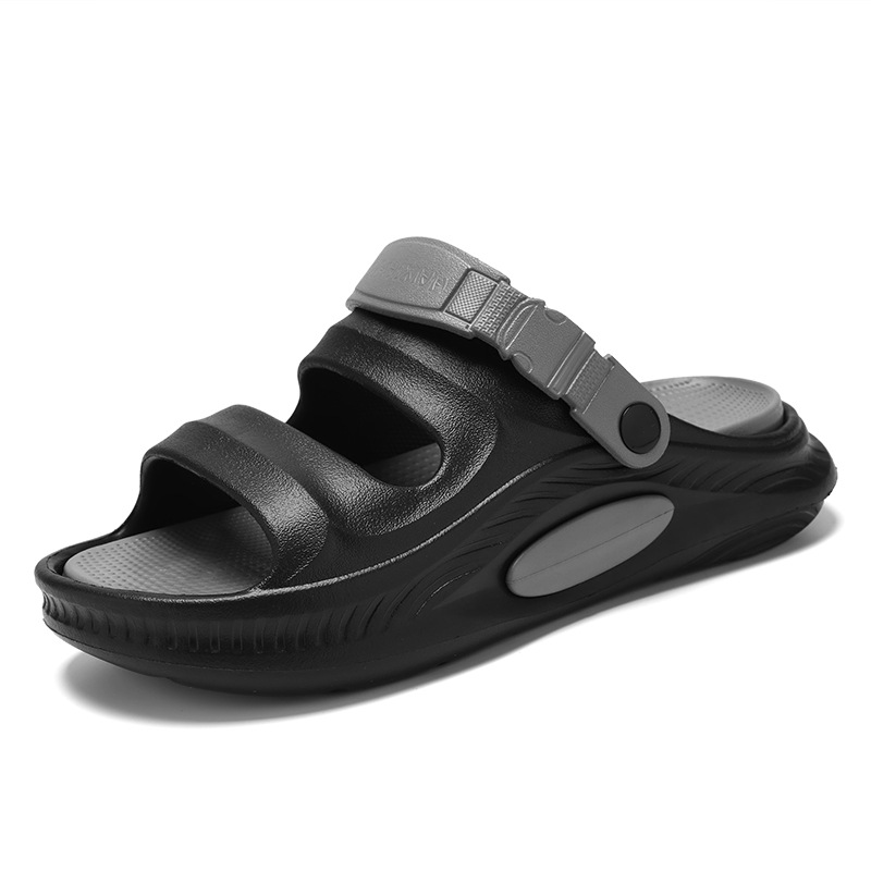 2025 nueva ropa exterior de verano antideslizante pisando heces sandalias y zapatillas de suela gruesa arrastrando al aire libre sandalias de playa de doble uso hombres