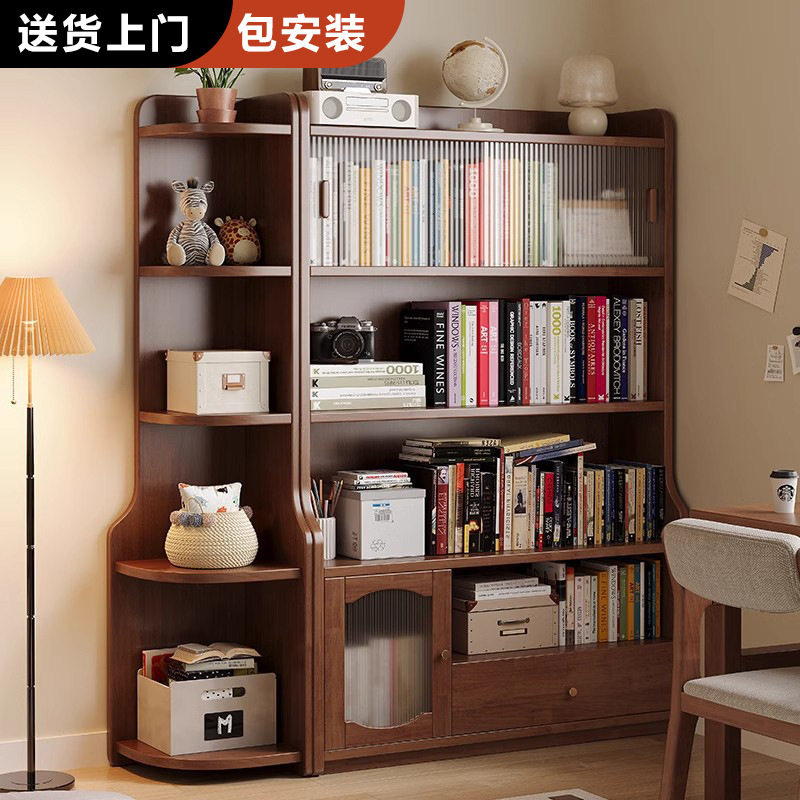 無垢材の本棚床から天井までの収納ラック多層リビングルームの壁のキャビネット子供用収納キャビネット学生収納ホーム本棚|undefined