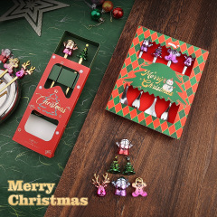 Sクロスボーダークリスマススプーンセット漫画萌え趣味ステンレス果物フォークサンタクロース公仔スプーンフォークプレゼント