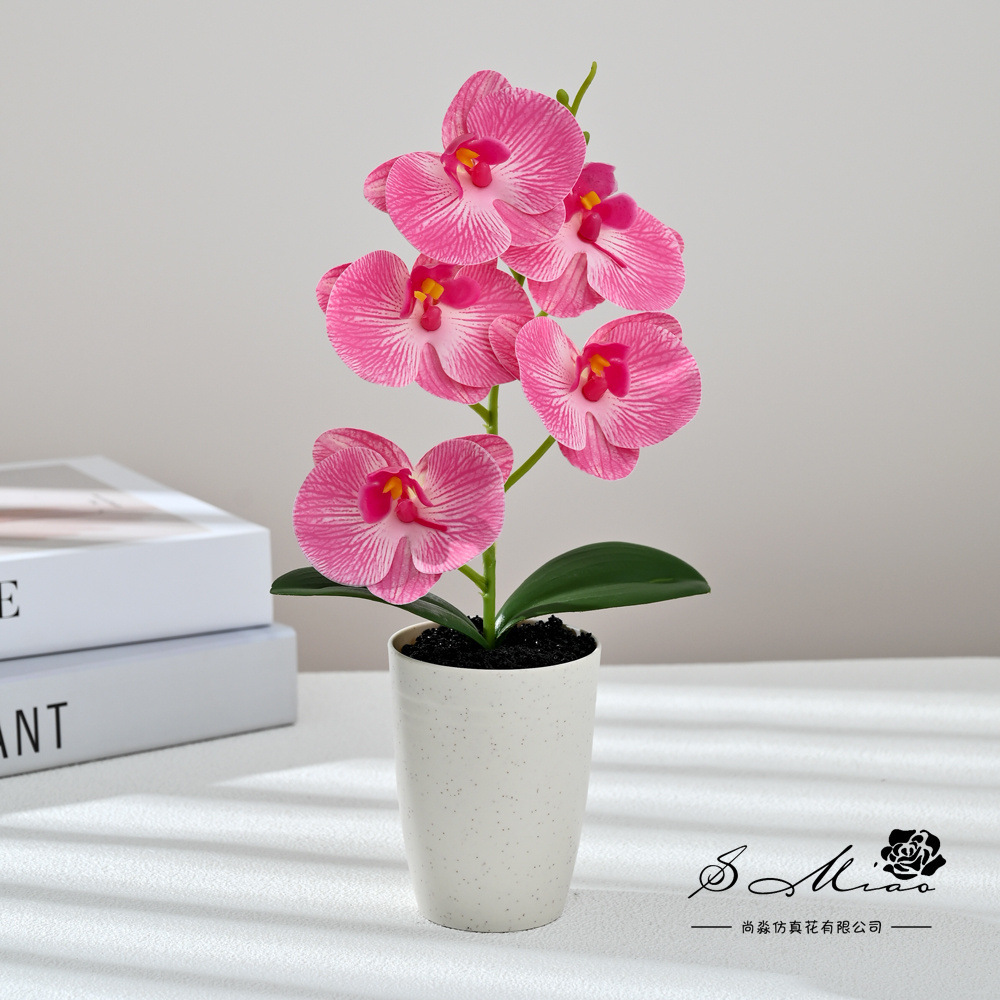 Cinco flores y dos hojas sensación de orquídea mariposa plantación de bonsai creativa decoración del hogar de moda fotografía flores artificiales ornamentos de boda