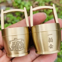 Brass bucket gold ornament pure brass small bucket craft gift home office feng shui decoration direct factory sale